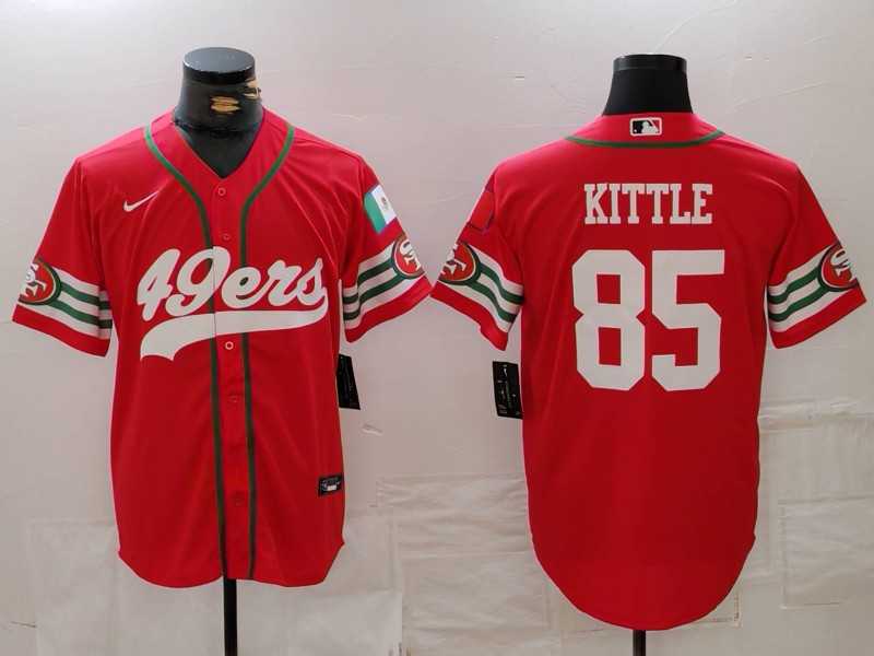 Mens San Francisco 49ers #85 George Kittle Red Mexico Cool Base Stitched Baseball Jersey